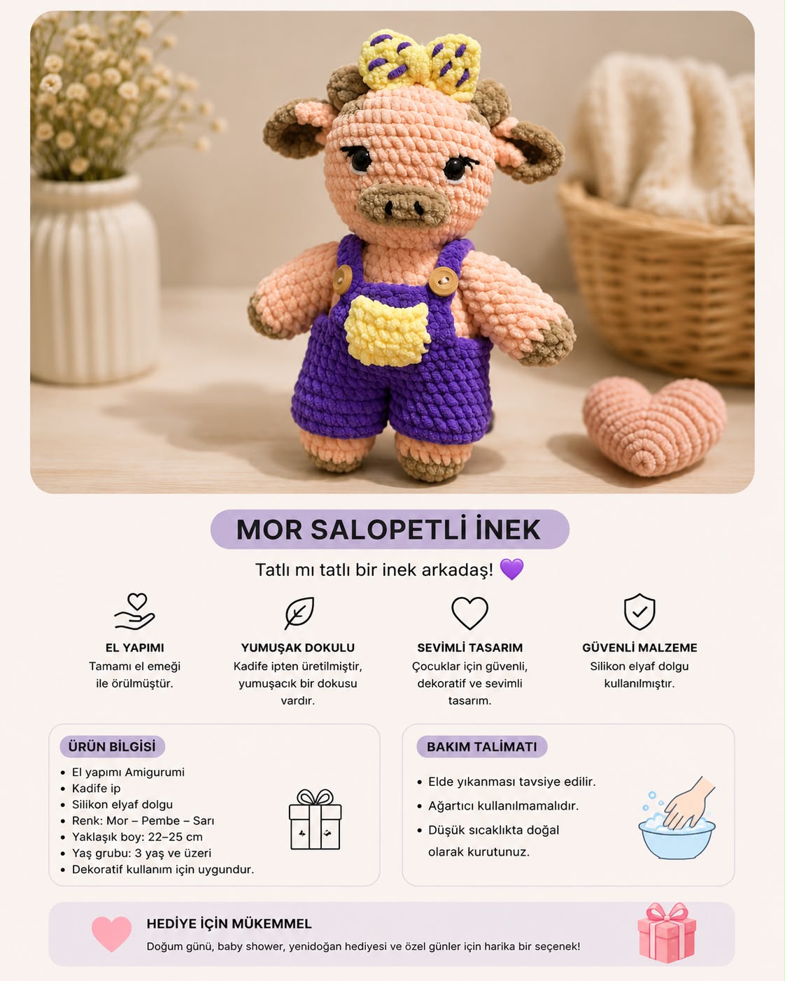 MOR SALOPETLİ İNEK